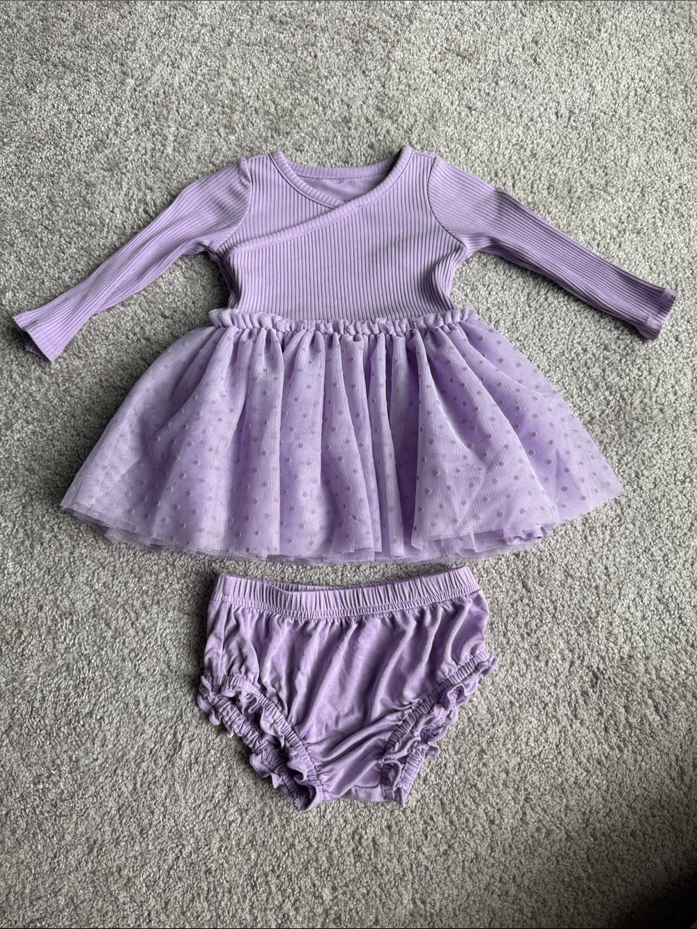 NWOT Little sleepies Orchid Bloom Ribbed Layered Tulle Dress with bloomer.